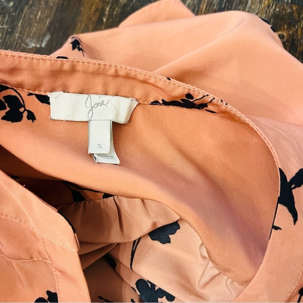 Joie Peach Floral Flounce Mini Dress S | Coastal Romantic Feminine Chic - Picture 6 of 7